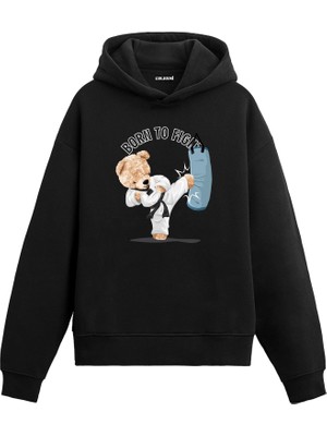 Colermi Dövüşçü Ayıcık Baskılı Hoodie —