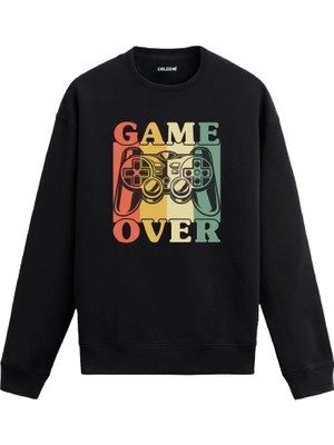 Colermi Oyun Kumandası Baskılı Retro Sweatshirt —