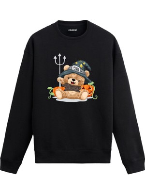 Colermi Cadılar Bayramı Ayıcık Baskılı Sweatshirt —