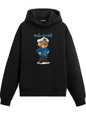Colermi Kaptan Ayıcık Baskılı Hoodie —