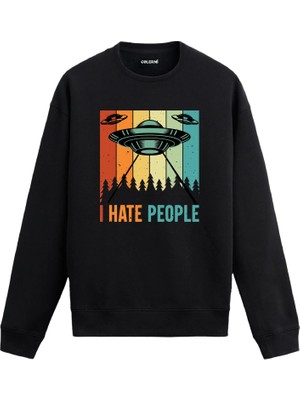 Colermi Uzay Gemili ve Yazılı Uzay Temalı Sweatshirt —