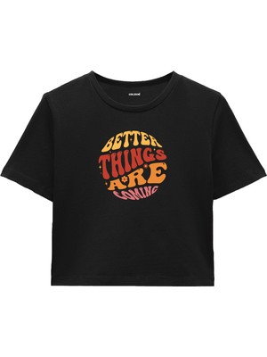 Colermi Better Things Are Coming Crop Top - Vibrant Orange & Pink Tasarım