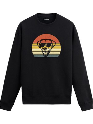 Colermi Retro Güneş Gözlüklü Köpek Baskılı Sweatshirt —