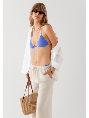 Mavi Boncuk Detaylı Üçgen Bikini Üstü 1914066-83864