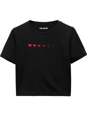 Colermi Pixel Kalp Women’s Crop Tişört