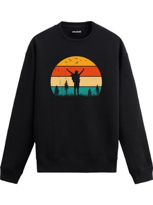 Colermi Gün Batımı Doğa Yürüyüşü Tasarım Sweatshirt —