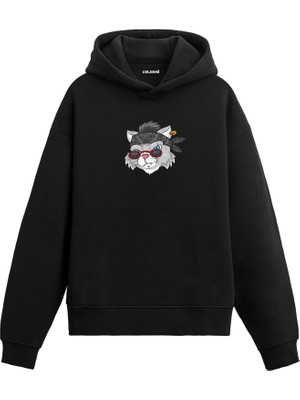 Colermi Asi Kedi Baskılı Hoodie —
