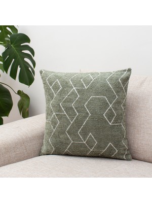 Nisanur Terzi Mint Yeşili Geometrik Desenli Dekoratif Kırlent Kılıfı Modern Dokulu Tasarım