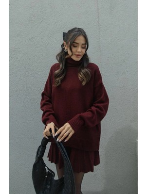 Zf Butik Kadın Balıkçı Yaka Triko Etek Takım Bbordo