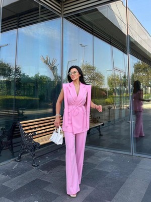Zf Butik Bağlamalı Blazer Yelekli Takım
