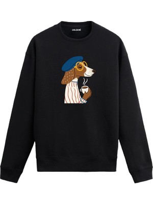 Colermi Kahve Temalı Köpek Tasarımlı Sweatshirt —