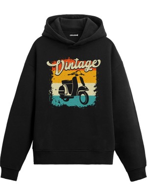 Colermi Vintage Scooter Baskılı Hoodie —