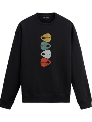 Colermi Gitar Penası Tasarımlı Sanatsal Baskılı Sweatshirt —