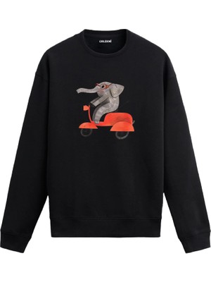 Colermi Scooter Temalı Fil Tasarımlı Sweatshirt —