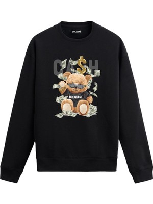 Colermi Para ve Ayıcık Baskılı Sweatshirt —