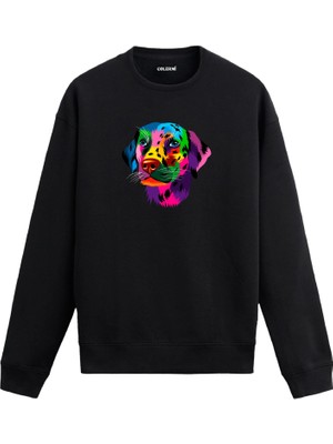 Colermi Renkli Labrador Baskılı Sweatshirt —