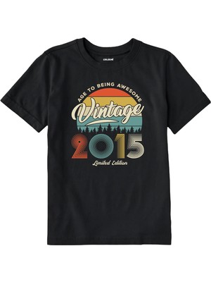Colermi Vintage Çocuk Tişört – 2015 Doğum Tarihli Nostalji Tasarım