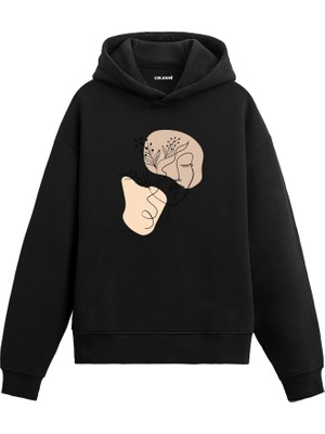 Colermi Soyut Yüz Tasarım Hoodie —