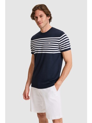 U.S. Polo Assn. Erkek Slim Fit Bisiklet Yaka Lacivert Triko Tişört 50325115-VR033