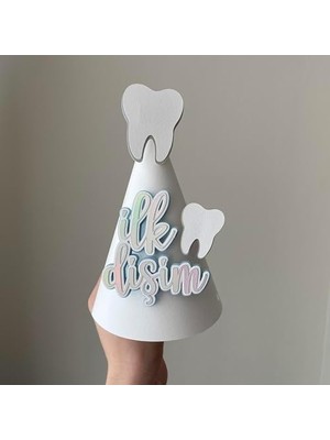 Vuralsin38 Wenucapartyshop Ilk Diş Bebek Parti Şapkası, El Yapımı Kağıt Ilk Dişim Kutlama Şapkası