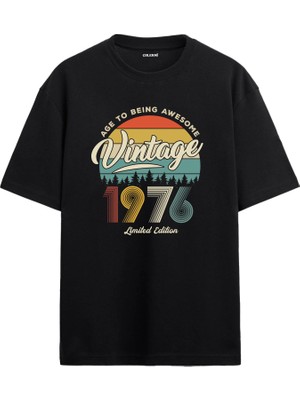 Colermi 1976 Nostalji Oversize Tişört - Retro Gün Batımı & Doğa Tasarım
