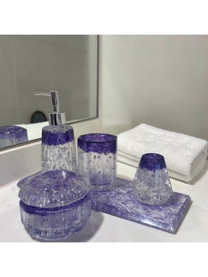 UltraMint Açıklayıcı ve Şık Epoksi Banyo Seti: Sıvı Sabunluk, Fırçalık, Sabunluk ve Tepsi