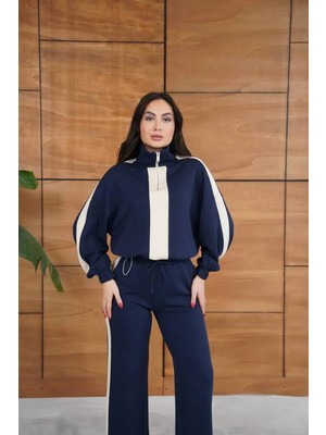 Zf Butik Spor Eşofman Takımı Lacivert Modal Kumaş Uzun Kollu