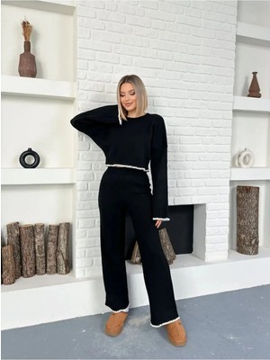 Zf Butik Kadın Triko Ikili Takım Rahat Kesim Siyah