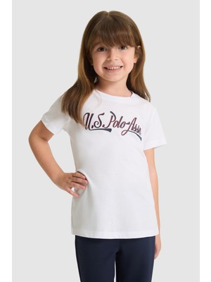 U.S. Polo Assn. Kız Çocuk Beyaz Fit Bisiklet Yaka Basic Tişört 50325697-VR013
