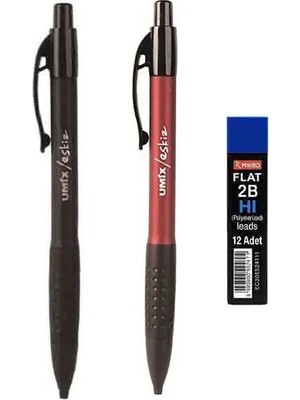 Umix Versatil Kalem Sınav/eskiz Kalemi Bordo - Siyah 1.8 Mm + Mikro Kalem Ucu 2b 1.8 Mm
