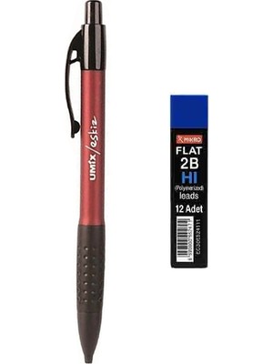 Umix Versatil Kalem Sınav/eskiz Bordo U1304 1.8 mm + Mikro Kalem Ucu 2b 1.8 mm