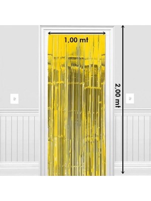 Marsilyan Arka Fon Perde Metalize Gold