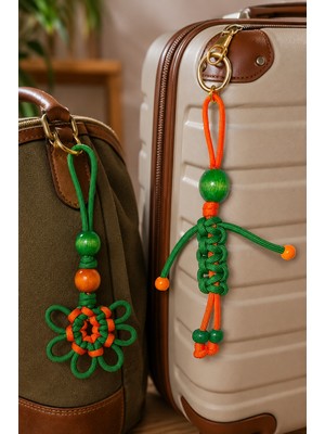 She Sells Papatya ve Arkadaşı | 2'li Paracord Çanta ve Valiz Charm Seti | El Yapımı Aksesuar