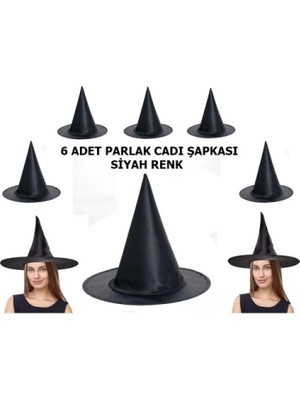 Marsilyan Halloween Cadı Şapkası Yetişkin ve Çocuk Uyumlu 6 Adet