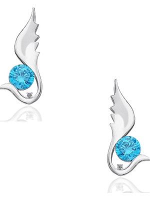 Chavin Topaz Melek Kanadı 0.02 Carat Gümüş Küpe EY48