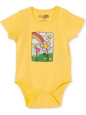 Hellobaby Kız Bebek Body Hayvan Baskılı Çıtçıtlı Çıtçıtlı Yaka Kısa Kol