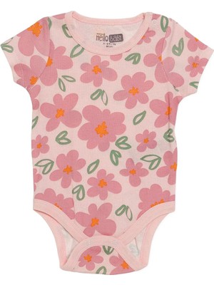 Hellobaby Kız Bebek Body Çıtçıtlı Çıtçıtlı Yaka Kısa Kol