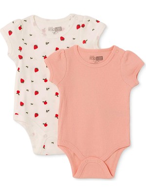 Hellobaby Kız Bebek 2li Body Çıtçıtlı Çıtçıtlı Yaka Kısa Kol