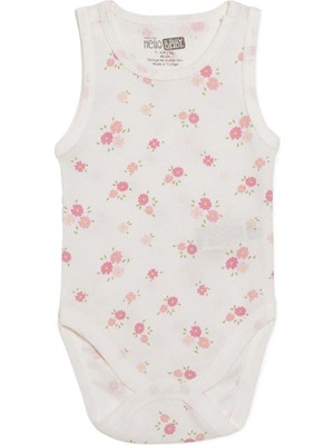 Hellobaby Kız Bebek Body Çiçek Baskılı Çıtçıtlı Bisiklet Yaka Atlet