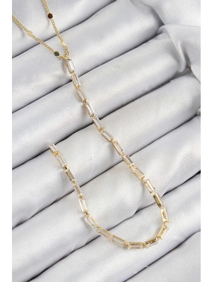 Nevamel® Pirinç Zirkon Taşlı Model Gold Renk Y Kolye 5886