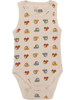Hellobaby Erkek Bebek Body Araba Baskılı Çıtçıtlı Bisiklet Yaka Atlet