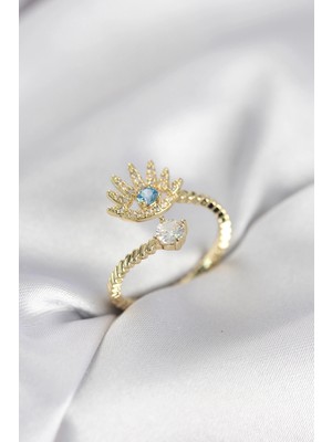 Nevamel® Gold Renk Göz Model Zirkon Taşlı Kadın Yüzük 5886