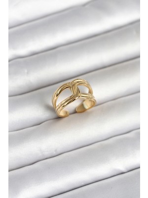 Nevamel® 316L Çelik Gold Renk Düğüm Model Kadın Yüzük 5886