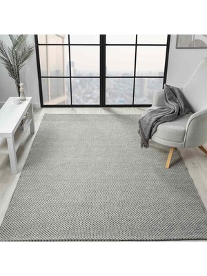 Pera Halı Açık Gri Siyah Melanj Noktalı Modern Halı - DK710GCW