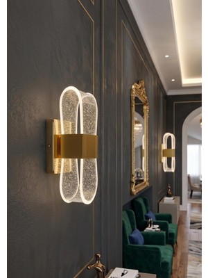 Bella Lighting Lüks  Jasmine LED Aplik Sarı Gold Duvar Lambası Elektrikli Dekoratif Aydınlatma Pilli Değildir