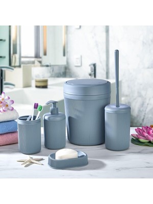 UltraMint Şık 5'li Banyo Seti, Çöp Kovası, Tuvalet Fırçası ve Aksesuarlar