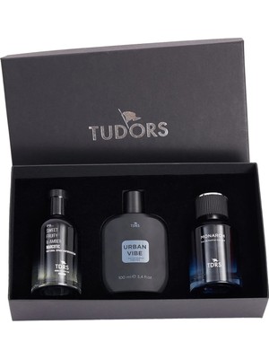 Tudors Özel Hediye Kutulu 3'lü Limon-Bergamot 100 ml Uzun Süre Kalıcı Erkek Parfüm Seti