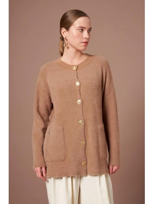 Ftz Women Kadın Angora Hırka  Bisküvi 25259
