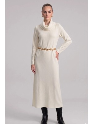 Ftz Women Kadın Ribana Elbise  Ekru 31286