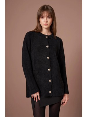 Ftz Women Kadın Angora Hırka  Siyah 25259